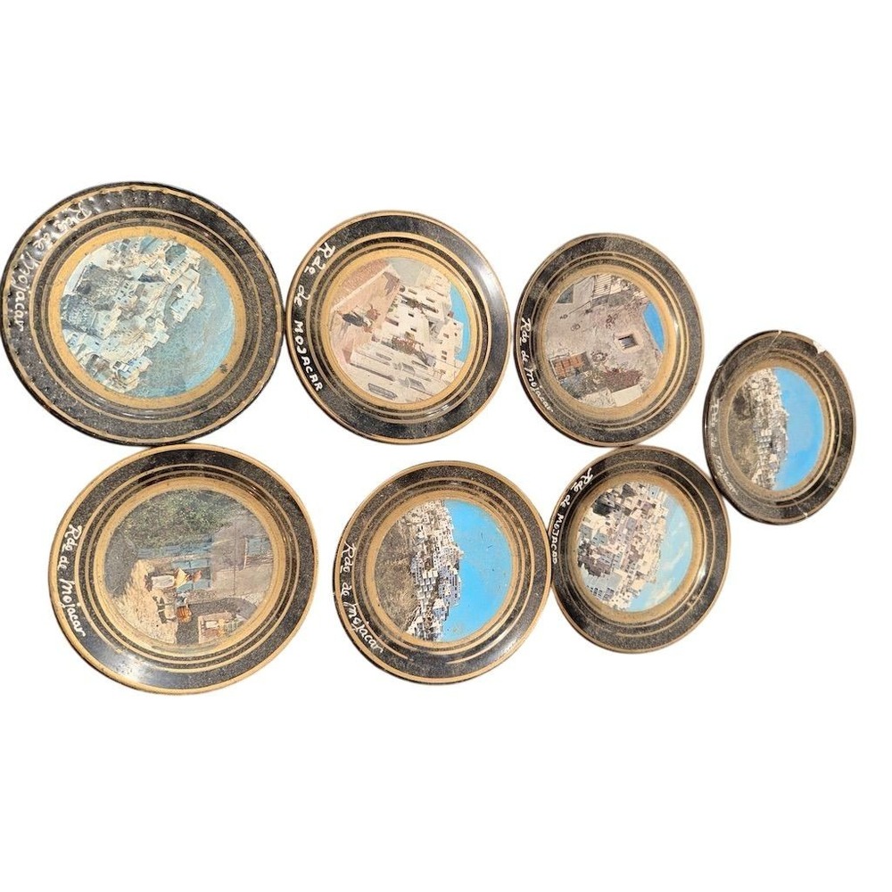 Vintage Set of 7 Rêo de Mojacar Scenic Art Decorative Plates‎